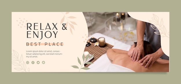 Free vector flat beauty spa boho social media cover template