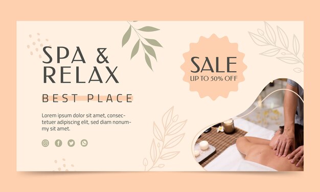 Flat beauty spa boho social media promo template