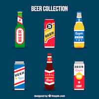 Free vector flat beer bottle collection with label