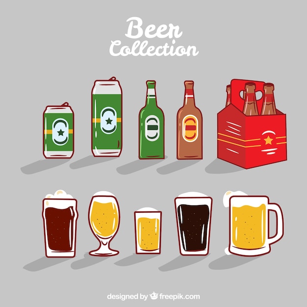 Free vector flat beer bottle collection