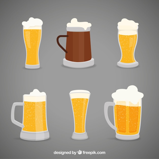 Free vector flat beer bottle collection