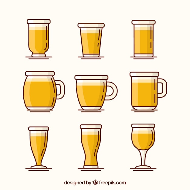 Free vector flat beer bottle collection