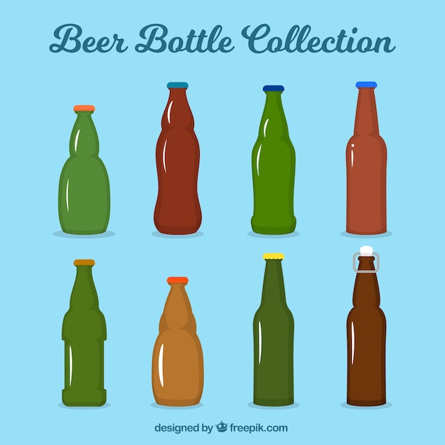 Flat beer bottle collection 