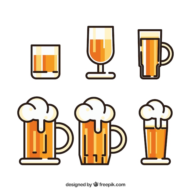 Free vector flat beer bottle collection