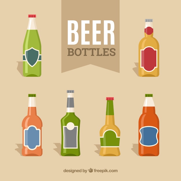 Free vector flat beer bottle collection