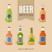 Free vector flat beer bottle collection