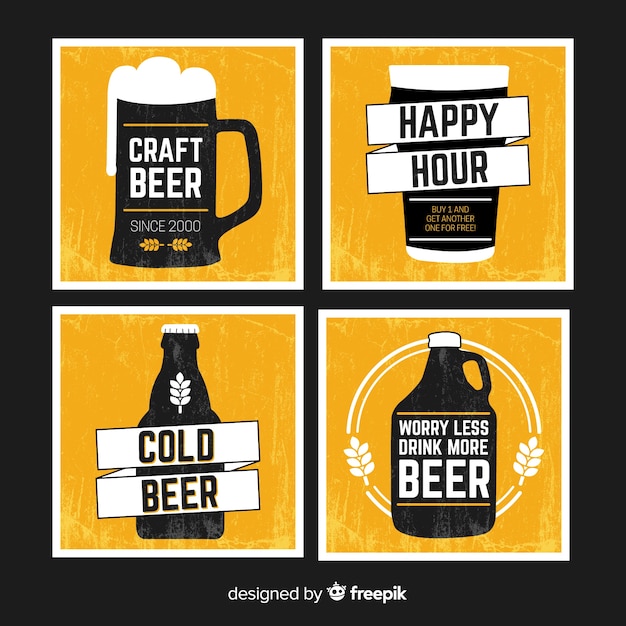 Free vector flat beer card set