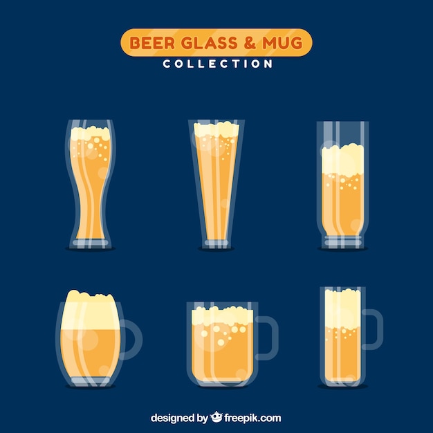 Free vector flat beer glass & mug collection