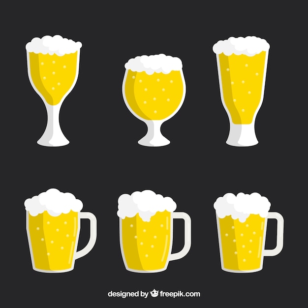 Free vector flat beer glass & mug collection