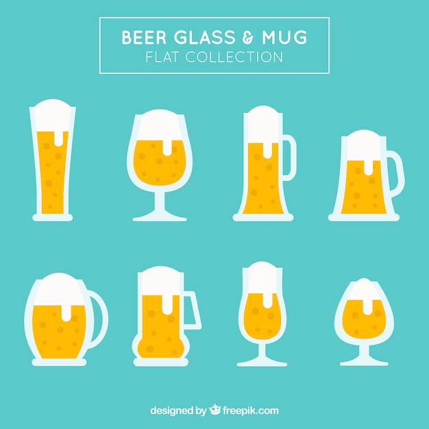 Free vector flat beer glass & mug collection