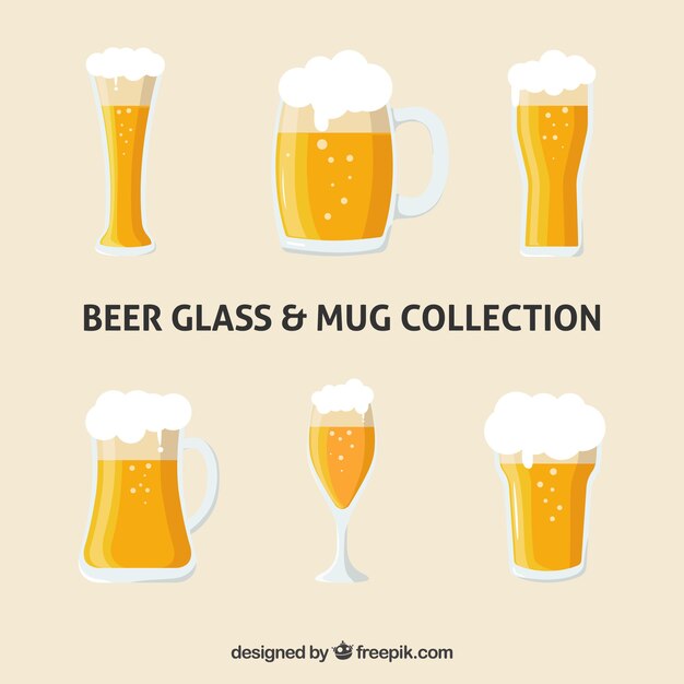 Flat beer glass & mug collection