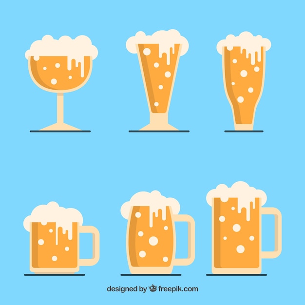 Free vector flat beer glass & mug collection