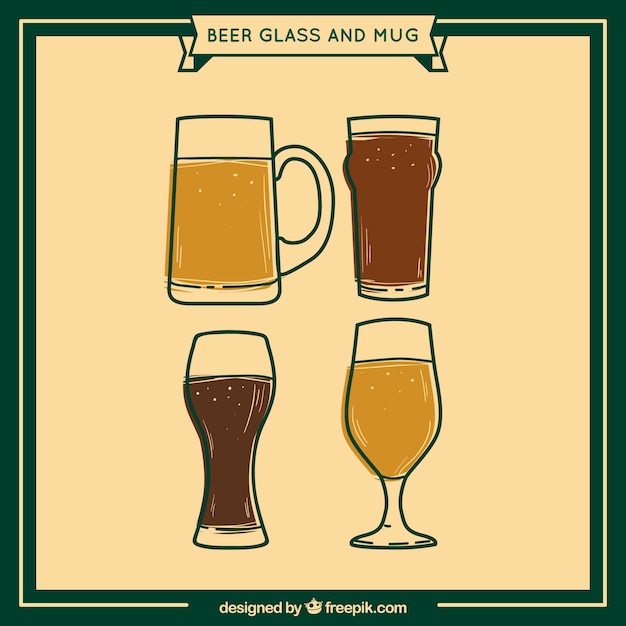 Free vector flat beer glass & mug collection