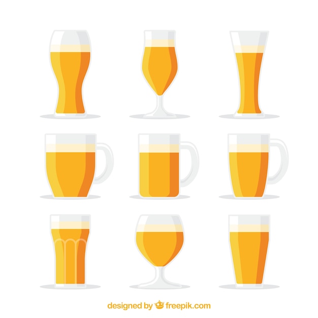 Free vector flat beer glass & mug collection