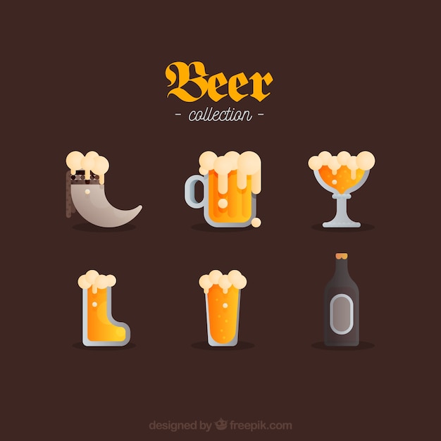 Free vector flat beer glass & mug collection