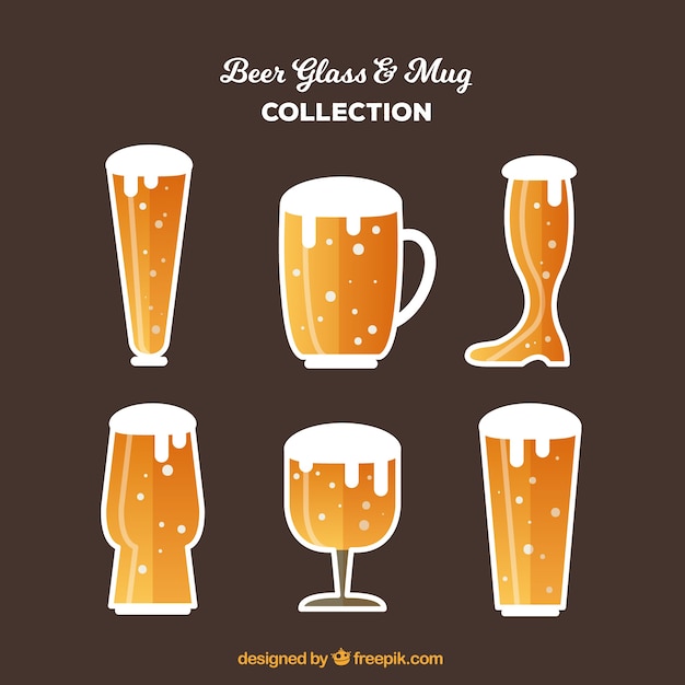 Free vector flat beer glass & mug collection