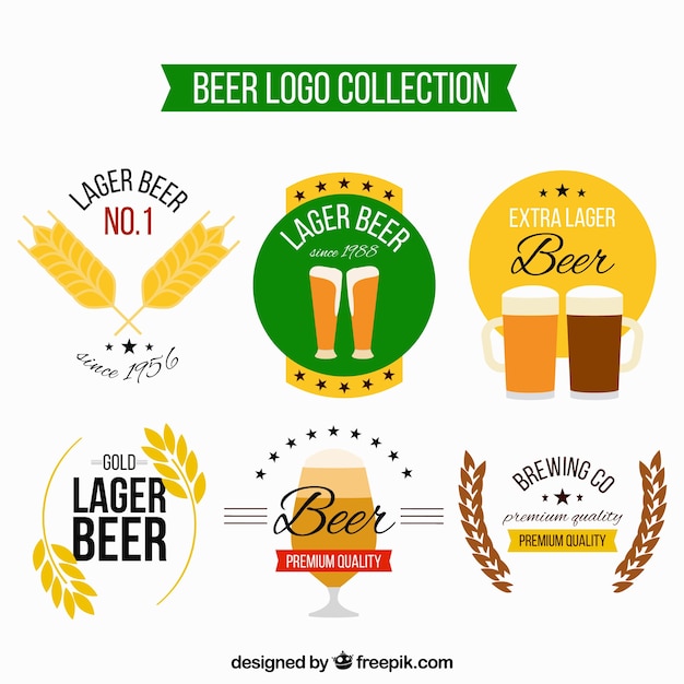 Flat beer logo collection