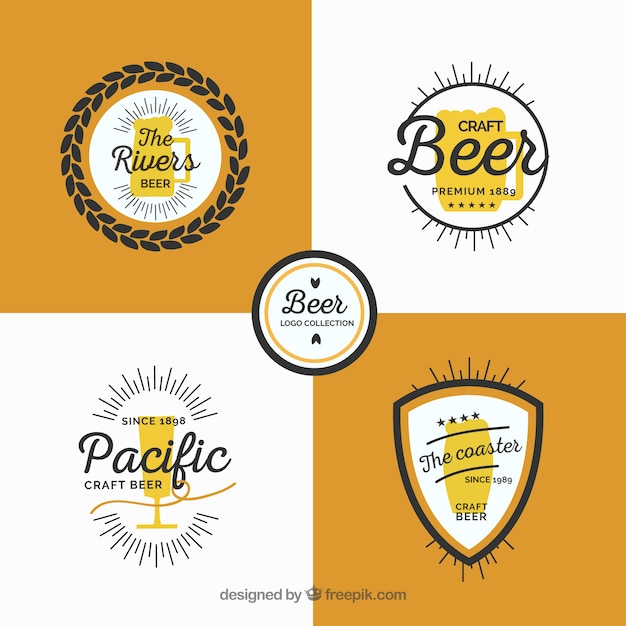 Collezione logo birra piatta