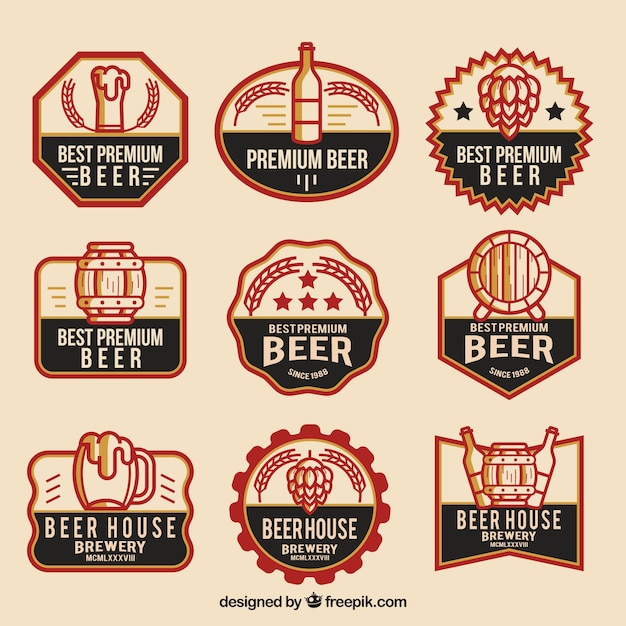 Free vector flat beer logo collection