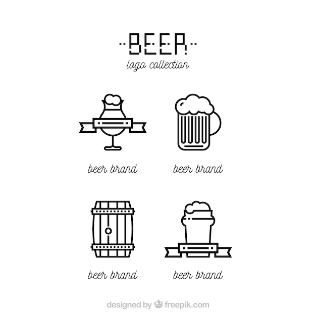 Flat beer logo collection