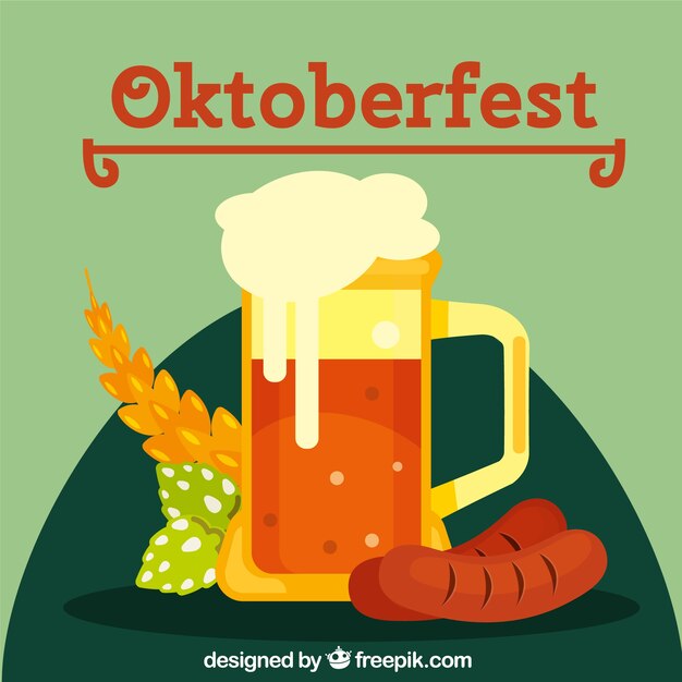 Flat beer, sausage and wheat in the oktoberfest