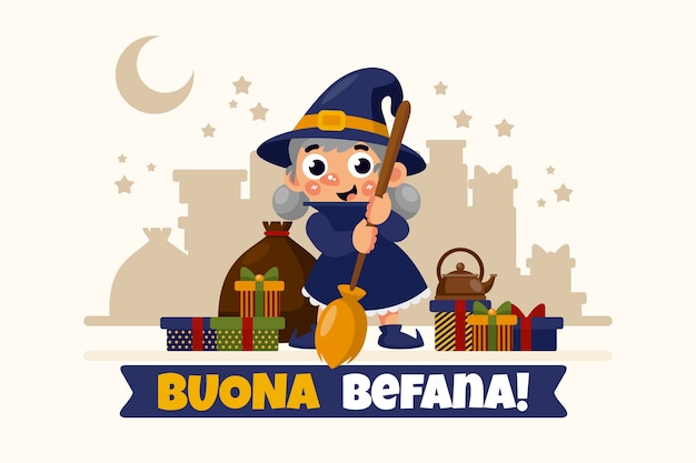 Sfondo piatto befana