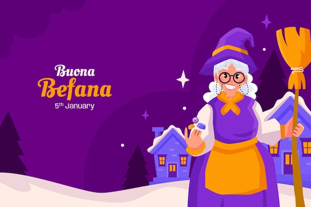 Sfondo piatto befana