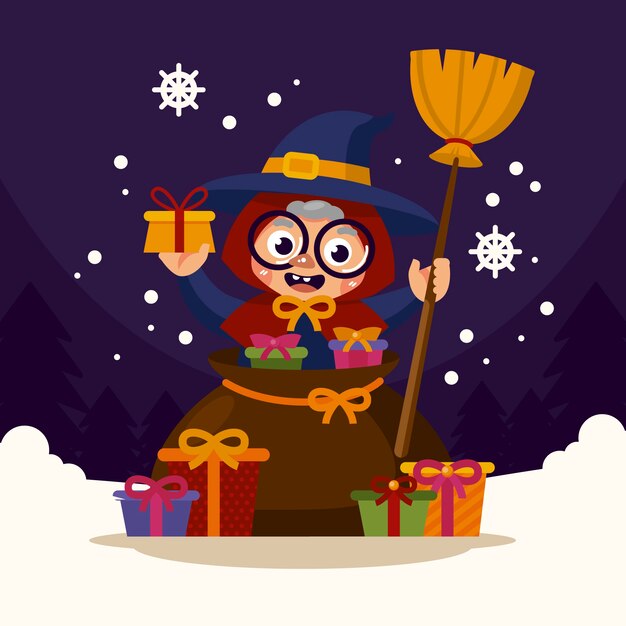 Flat befana illustration