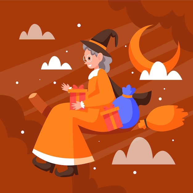 Плоская иллюстрация befana