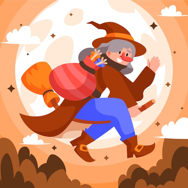 Flat befana illustration