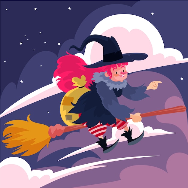 Illustrazione di befana piatta