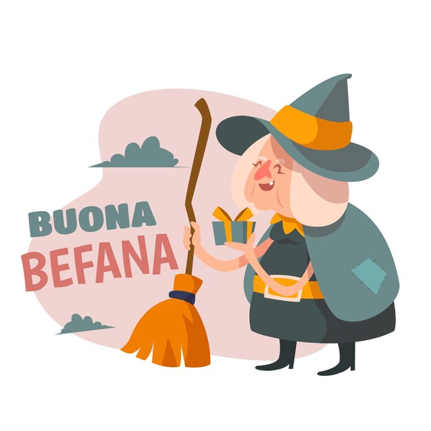 Плоская иллюстрация befana