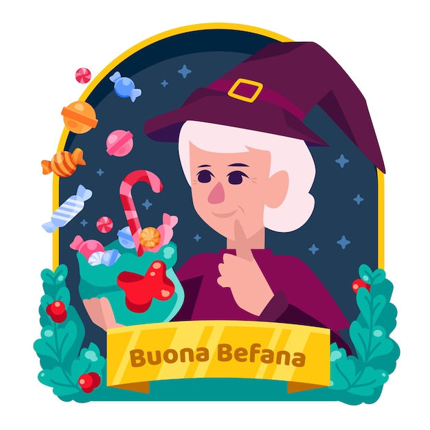 Плоская иллюстрация befana