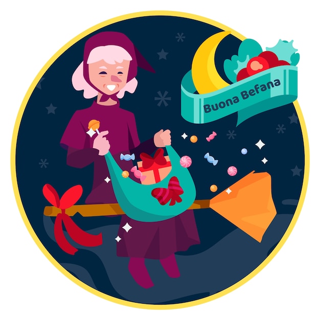 Free vector flat befana illustration