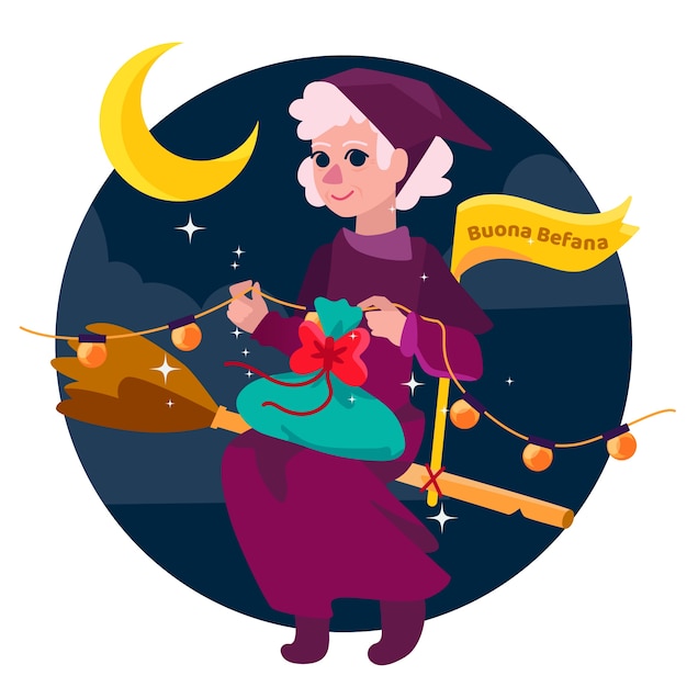 Flat befana illustration