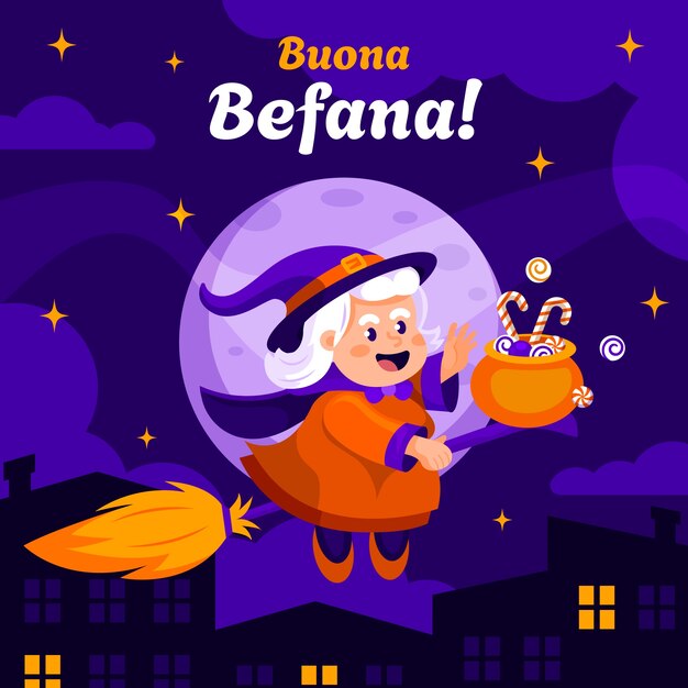 flat befana illustration