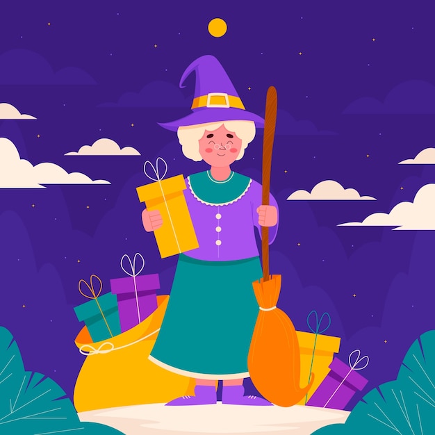 Flat befana illustration