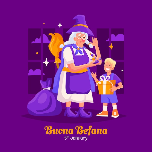 Free vector flat befana illustration