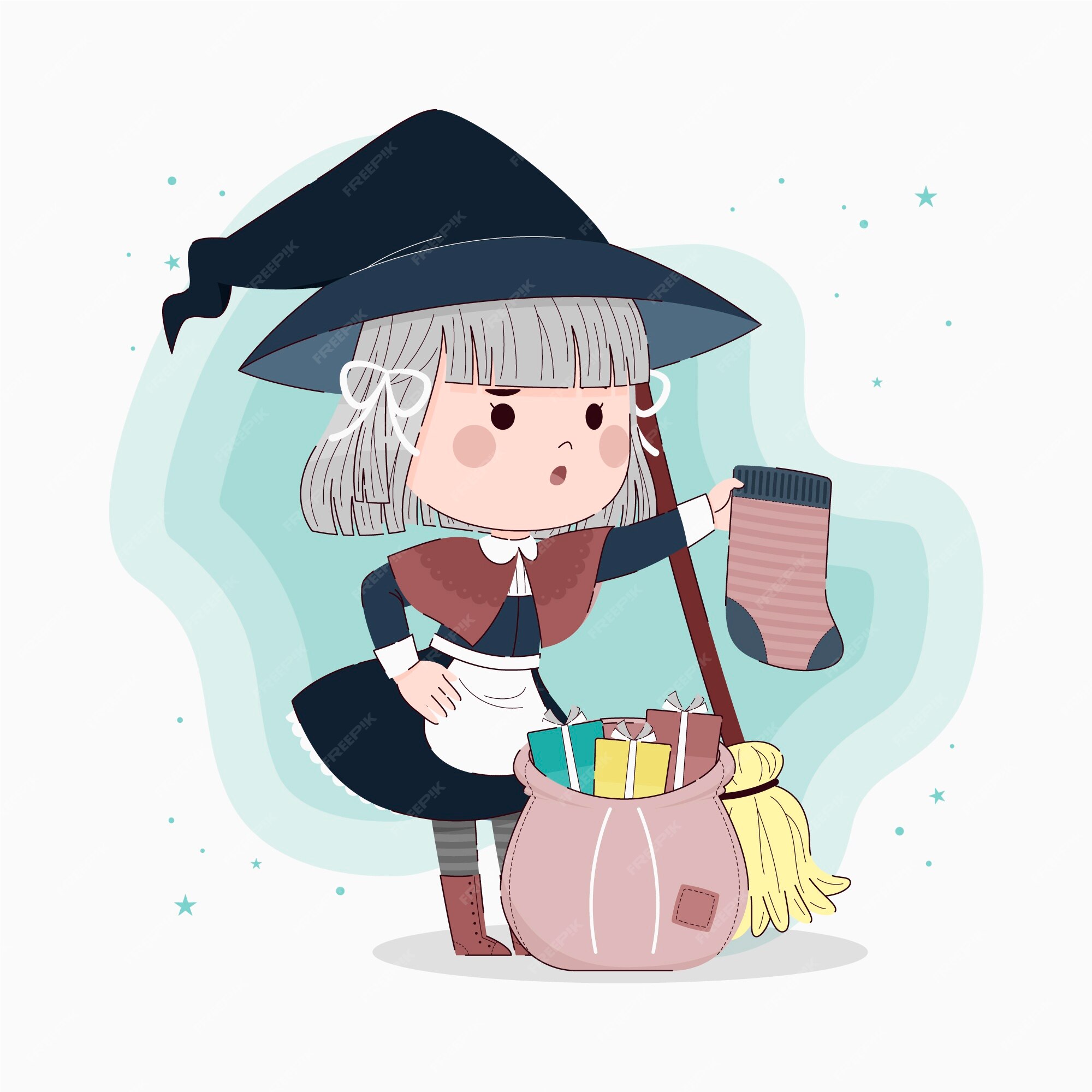 Befana Flat Vector Design Illustration Stock Illustration