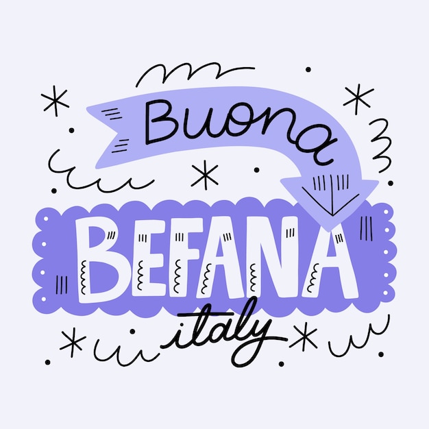 Flat befana text illustration