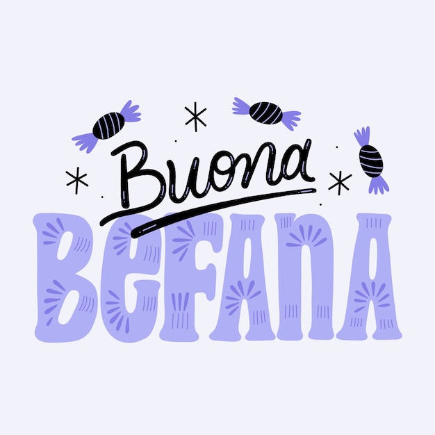 Flat befana text illustration