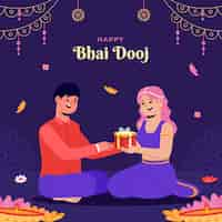 Free vector flat bhai dooj festival celebration illustration