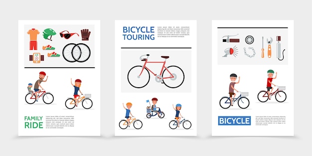 Free vector flat bicycle posters