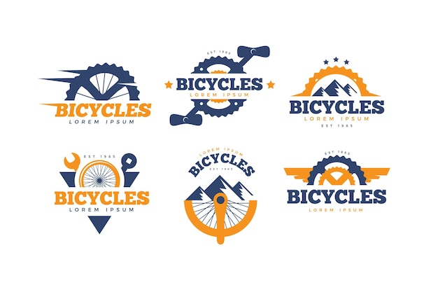 Vettore gratuito collezione di logo bici piatta