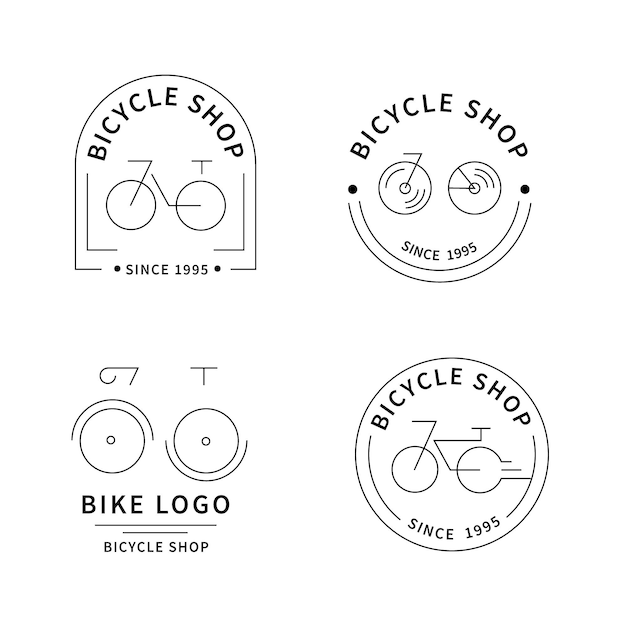 Бесплатное векторное изображение Коллекция логотипов плоских велосипедов