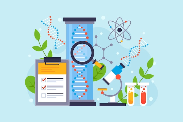 Flat biotechnology concept illustration