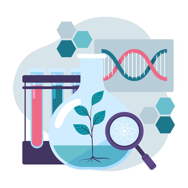 Flat biotechnology concept illustration
