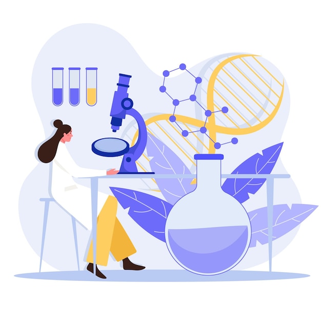 Flat biotechnology concept illustration