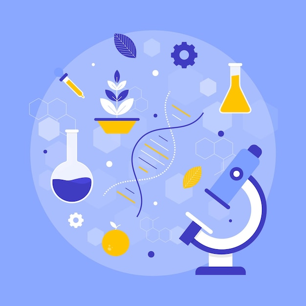 Free vector flat biotechnology concept illustration