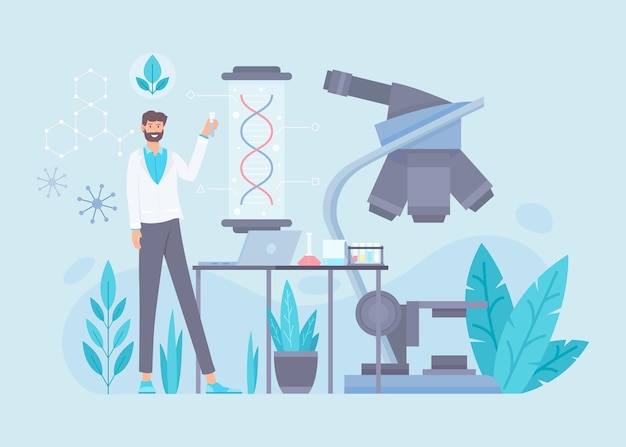 Free vector flat biotechnology illustration